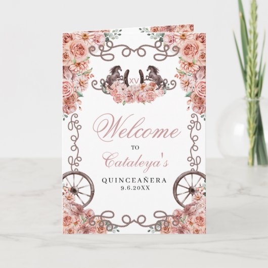 Rose Gold Western Charro Quinceañera Programme (Devant)