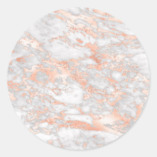 Rose Gold Wh Marmer, Sjabloon tekst/kunst blanco, Ronde Sticker