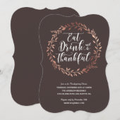 Rose Gold Wreath Thanksgiving Dîner Invitation (Devant / Derrière)