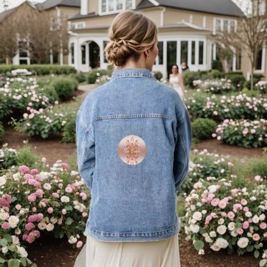 Rose Golden Feuilles Floral La Mariée Denim Veste (Mariage Retour)