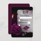 Rose gothique, bougie et mariage de parchemin RSVP (Devant / Derrière)