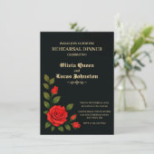 Rose Gothique Mariage Répétition Dîner Invitation (Debout devant)