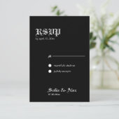 Rose gothique noir élégant mariage Carte de répons (Debout devant)
