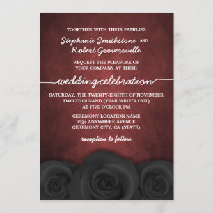Rose gothique noir Halloween Invitations de mariag