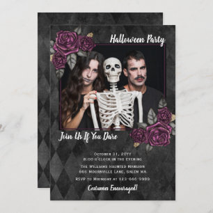 Rose gothique Photo Halloween Party Invitation