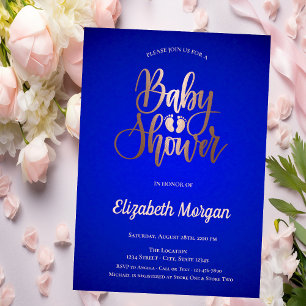 Rose Goud Baby Voeten Royal Blue Baby Shower Kaart
