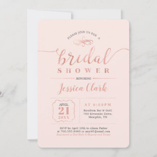 Rose Goud & Blush Elegante Trouw Bruidsfeest Kaart