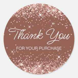 Rose Goud Brons Glitter Terracotta Klei Dank Je Ronde Sticker