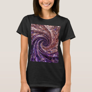 Rose Goud Chroom & Koninklijk Paarse Mozaïek Vorte T-shirt