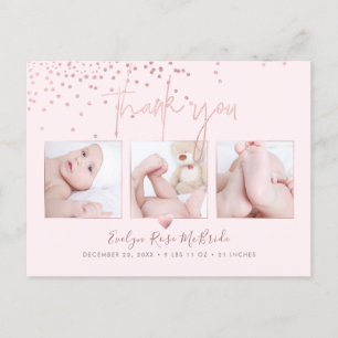 Rose Goud Confetti Chic Handtekening Bedankt Briefkaart