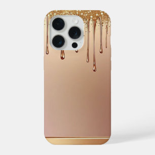 ✨ Rose Goud Drip Elegantie Over Gouden Metaal Glan iPhone 15 Pro Hoesje
