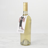 Rose Goud en Blush Roze Art Deco Wijn Flessenhanger (Schuin)