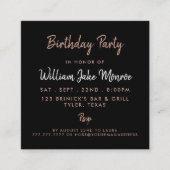 Rose Goud Folie & Script Verjaardagsfeest Ticket (Voorkant)