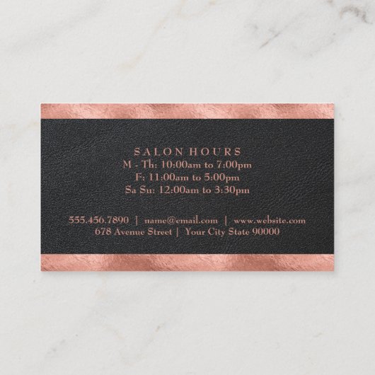 Rose Goud Folie Trim | Leer | Salon Logo Visitekaartje (Achterkant)