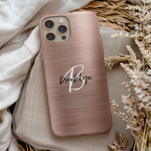 Rose Goud Geborsteld Metaal Schrift Monogram