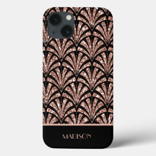 Rose Goud Glitter Monogram Art Deco Patroon Hoesje