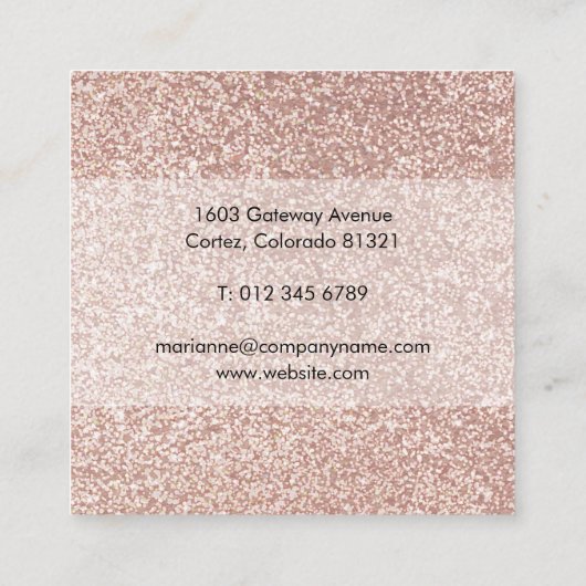 Rose Goud Glitter Ogen Wenkbrauwen Wimpers Vierkante Visitekaartje (Achterkant)