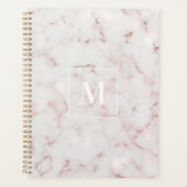 Rose Goud Marmer Monogram Planner (Voorkant)