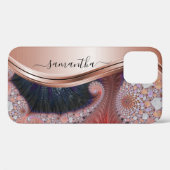 Rose Goud Metallic Handgeschreven Monogram Case-Mate iPhone Case (Achterkant (horizontaal))