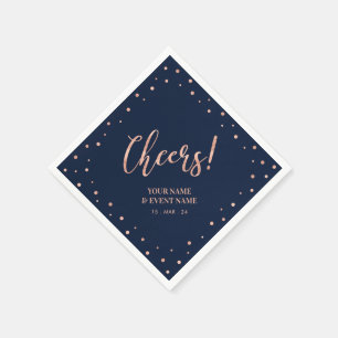 Rose Goud & Navy Moderne Lettering Proost Verjaard Servet