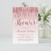 Rosé goud | Pink Sparkle Glitter Vrijgezellenfeest Kaart (Staand voorkant)