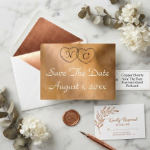 Rose Goud Save the Date Koperen Hartjes