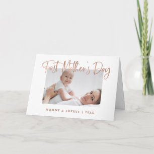 Rosé goud   Script First Moederdag-fotokaart Kaart