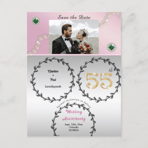 Rose Goud Smaragd 55e Verjaardag Save the Date Briefkaart