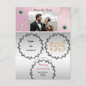 Rose Goud Smaragd 55e Verjaardag Save the Date Briefkaart (Voorkant)