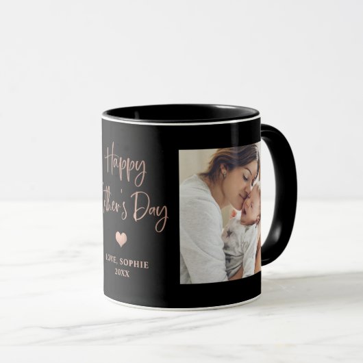 Rosé goud | Twee fotoscript Happy Moederdag Mok (Voorkant rechts)