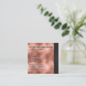 Rose Gouden Metallic Folie | Zwarte Afwerking Vierkante Visitekaartje (Staand voorkant)