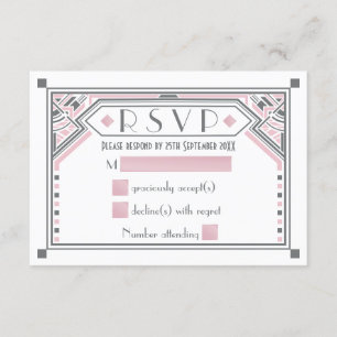 Rose - Grey Gatsby Art Déco Style Mariage RSVP