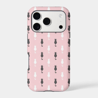 Rose gris et blanc de motif de silhouette de chat
