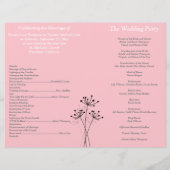 Rose, Gris Floral, Programme de mariage Chevron (Dos)