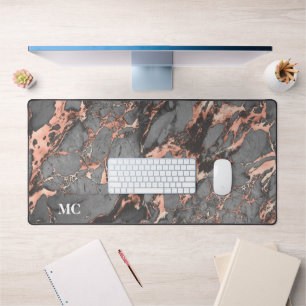 Rose gris or marbre & monogramme