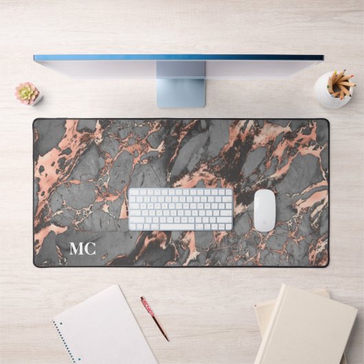 Rose gris or marbre & monogramme (Bureau 1)