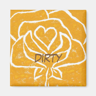 "Rose Heart Yellow", lave-vaisselle sale Magnet