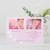 Rose Hello World Girl Faire-part de naissance (Debout devant)