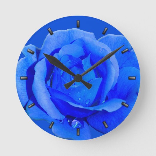 Rose Horloge Bleu Rose Fleur Mur Horloge Rose cade (Recto)