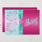 Rose IMPRIMÉ d'ARC, invitation floral de (Devant / Derrière)