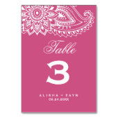 Rose Indian Paisley Numéro de table (Dos)