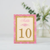 Rose, Ivoire, Paillettes Dorées, Numéro de Table e (Debout devant)