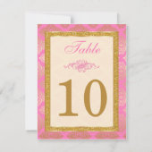 Rose, Ivoire, Paillettes Dorées, Numéro de Table e (Dos)