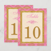 Rose, Ivoire, Paillettes Dorées, Numéro de Table e (Devant / Derrière)