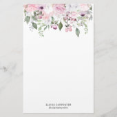 Rose Jardin Élégant Monogramme Papier papeterie (Devant)
