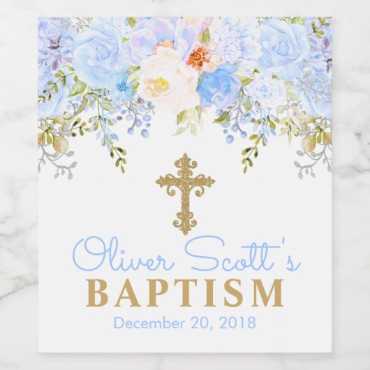 Rose Jardin Garçon Baptême Vin Bouteille Étiquette (Étiquettes simples)