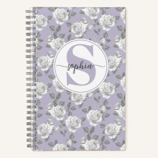 Rose Jardin Monogramme Carnet Lavande