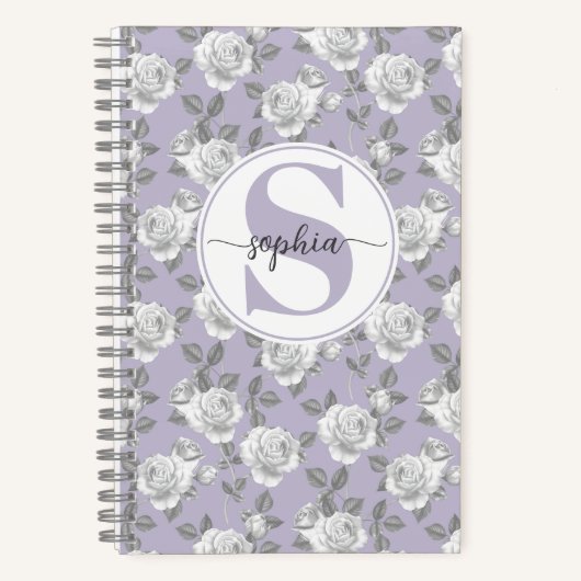 Rose Jardin Monogramme Carnet Lavande (Recto)