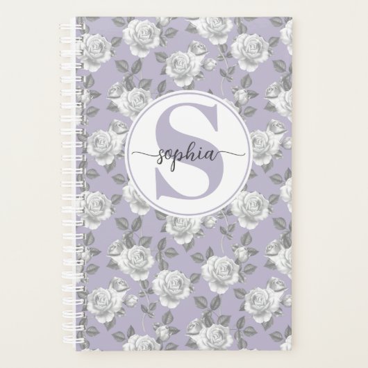Rose Jardin Monogramme Lavender Planner (Devant)