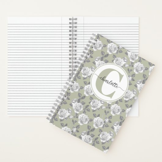 Rose Jardin Monogramme Sage Carnet vert (À l'intérieur)